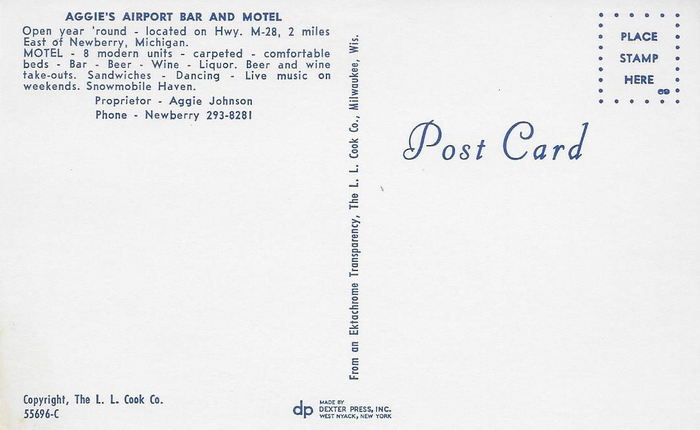 Aggies Airport Bar and Motel - Old Postcard (newer photo)